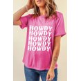 thumbnail image 5 of Women's Sachet Pink HOWDY Graphic Western Crew Neck Tee - Trendy Casual Wear | [ZhiHiMeRi] | (US 20-22)2XL, 5 of 7