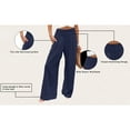 thumbnail image 6 of Mumubreal Women's Wide Leg Linen Pants Drawstring High Waist Palazzo Pants Flowy Beach Lounge Trousers with Pockets, 6 of 7