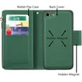thumbnail image 3 of Case for iPhone SE(5G) 2022 iPhone 7 iPhone 8 iPhone SE 2020, Glossy PU Leather 9 Card Slots Magnetic Closure Detachable Wrist Strap Zipper Wallet Shockproof Removable Back Cover - Dark Green, 3 of 8