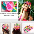 thumbnail image 3 of Swimming Hat Floral Petal Retro Style Flower Bathing Cap for Women - Red, 3 of 4