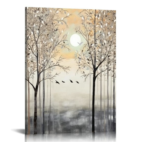 ONETECH Trees and Birds Abstract Paintings Canvas Prints Wall Art for Home Decor 16x20\