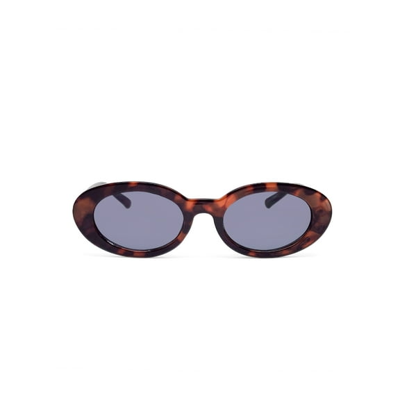 Juniors Plastic Slim Oval Tortoise Frame Smoke Lens Sunglasses