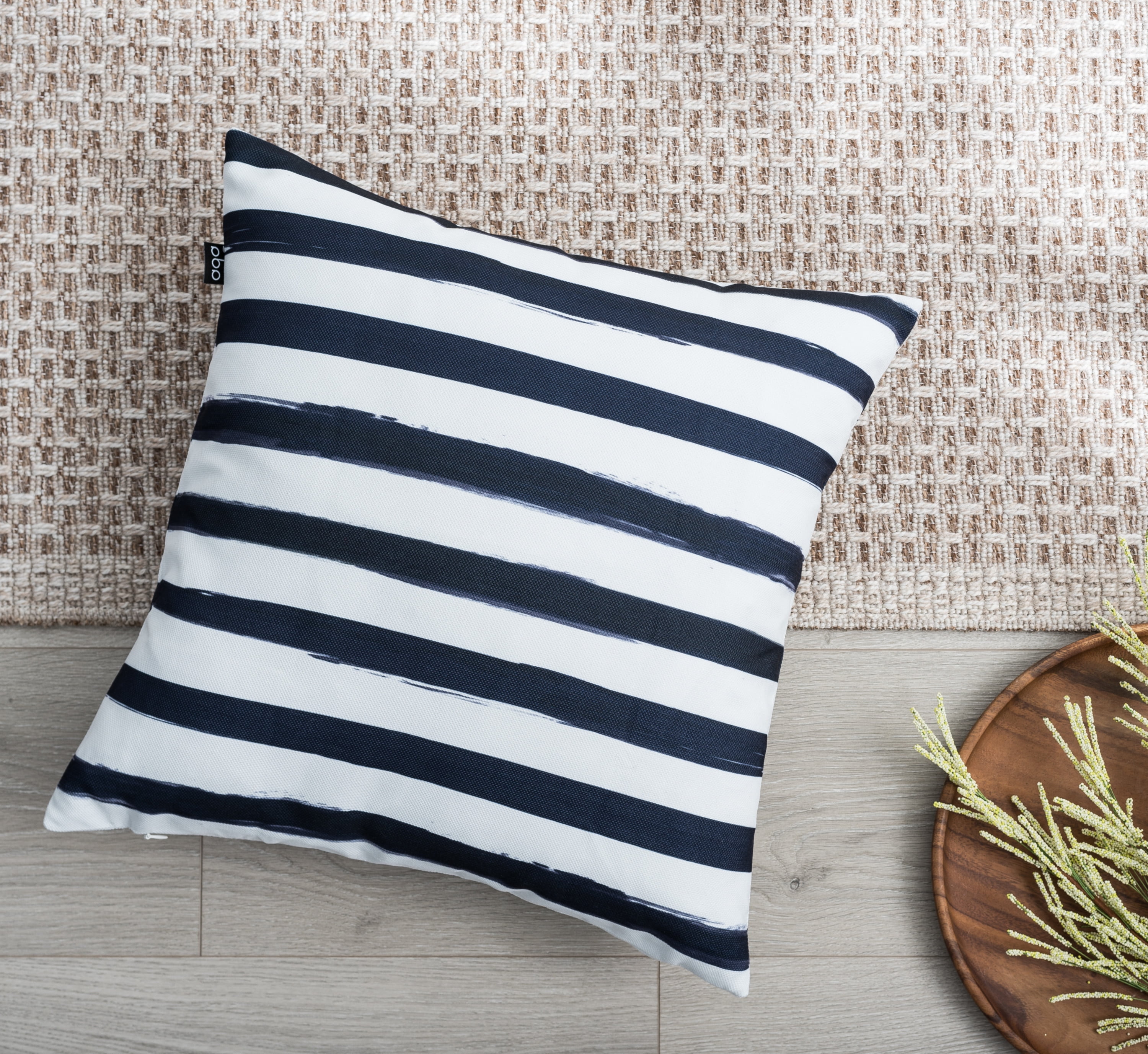 Ada Home Decor Black & White Stripes Contemporary Pillow