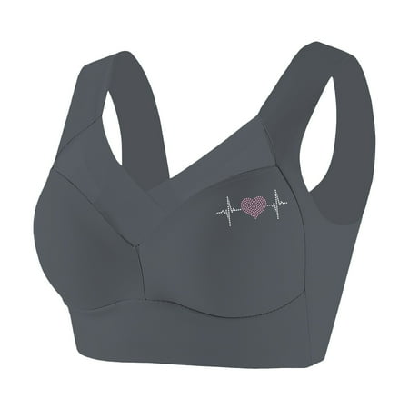 HYSYSB Sports Bras for Women balconette Bras for Women bras No Underwire Full Support compression Bra without Ring Vest Underwear Thin Side Breasts Gathered Bra plus Size Sports Bra Gray 4XL