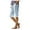 Blue, variant on Women's Fashion Solid Large Pocket Elastic Casual Pants, Knee-Length Cotton Linen Capri Shorts with Pockets, Summer Loose Straight Leg Beach Bermuda Style