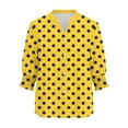 thumbnail image 5 of HOMBOM Shirts for Women Summer Blouse Henley V Neck Yellow Floral Asymmetrical Hem Young Womans Tops Lightweight, 5 of 5
