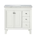 thumbnail image 5 of Silkroad Exclusive V0320WW36L 36 in. Carrara White Marble Top Single Sink Bathroom Vanity, 5 of 5