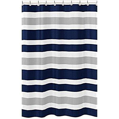 Navy Blue Gray And White Kids Bathroom, Teen Shower Curtains
