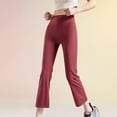 thumbnail image 6 of LIBRCLO Womens Yoga Pants Solid Color High Waisted Bootcut Trousers Casual Plastic Flared Long Pants, 6 of 8