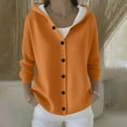thumbnail image 2 of Cardigan Sweater for Women Long Sleeve Hooded Button Down Solid Knit Coat Orange 2XL, 2 of 5