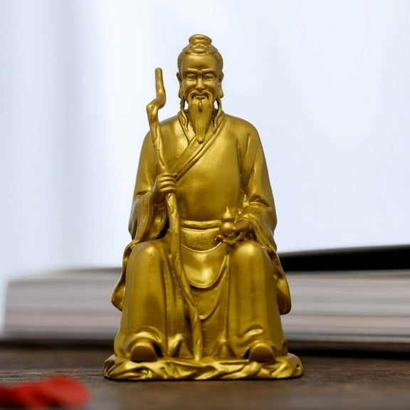 Handcrafted Sun Simiao Statue Golden Brass 2.76in Health & Clarity Perfect Gift for Meditation Space