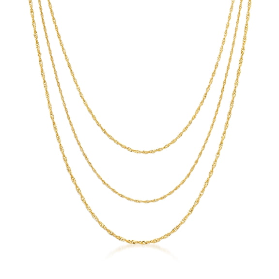 Ross-Simons Italian 18kt Gold Over Sterling 3-Strand Singapore-Chain Necklace, Women's, Adult