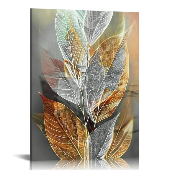 Shiartex Canvas Wall Art For Living Room, Family Wall Decorations, Kitchen, Bathroom, Bedroom Modern Wall Decor Paintings Abstract Leaves Pictures Artwork Inspirational Home Decor 16x20 in/12x16 in