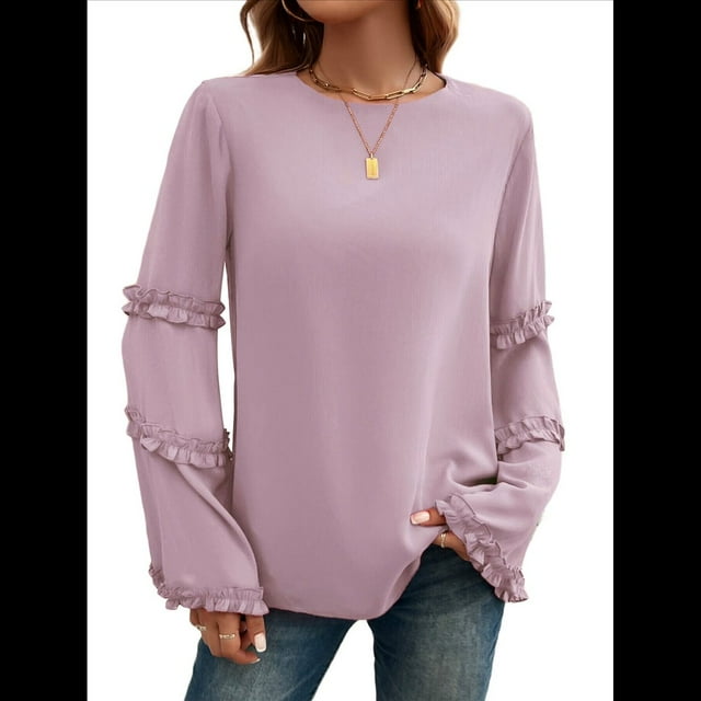 Blusas de Larga Acampanadas y Holgadas para Mujer, Otoño e Invierno 2025, Temperamentales, para Mujer Rosa S