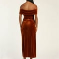 thumbnail image 5 of formal Gowns and Evening Dresses Holiday Dress Ladies One Shoulder Slit Dress Velvet Skirt, 5 of 8