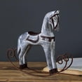 thumbnail image 2 of Vintage Style Wooden Rocking Horse Animal Decoration Statue Horse Figurines Home Decor Kids Gift Gray, 2 of 10