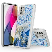 Samsung Galaxy A52 Phone Case, Rosebono Hybrid Bling Glitter Sparkle Epoxy Graphic Marble Colorful Silicone Skin Cover Armor Case for Samsung Galaxy A52 4G and 5G (Blue)