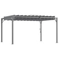 thumbnail image 1 of Outsunny Pergola Extérieure à Lames 12,8 Pieds x 9,7 Pieds avec Toit Rétractable, Gris, 1 of 10
