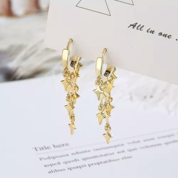 GKNET Womens Tassel Star Dangle Drop Earrings 925 Silver Hoop Huggie Earrings-Gold