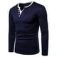 thumbnail image 2 of Camiseta de manga larga para hombre, informal, de color sólido, informal, con cuello en V, con fondo de felpa Pompotops oipoqjl8496, 2 of 3