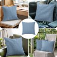 thumbnail image 4 of Throw Pillow Covers 24x24 Inch, Blue Botanical Decorative Pillow Cases for Couch Sofa Bed, Farmhouse Modern Striped Leaf Cotton Linen Square Home Decor Pillowcases with Hidden Zipper, 4 of 9
