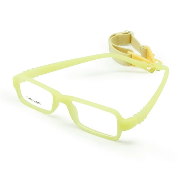EnzoDate Baby Eyeglasses & Strap Size 41, Rectangle Children Glasses Frame with Elastic Cord, Flexible One-piece Frame & Band Retainer