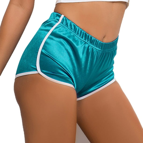 Pantalones cortos sexy para mujer Retro de cintura alta para yoga y gimnasio - Lados a rayas, cintura elástica, tallas S-XXL