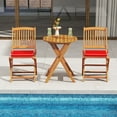 thumbnail image 4 of Costway Outdoor Folding Chairs Set of 2 Acacia Wood High-Back Chair with Seat Cushions Red, 4 of 8