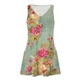 thumbnail image 4 of Viikei Summer Dresses for Women Plus Size,Casual T-Shirt Short Sleeve Dress,Women's Casual with Pockets Summer Floral Print Dress V-Neck Mini Dresses Green S, 4 of 6