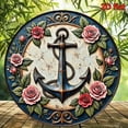 thumbnail image 5 of HELLOYOUNG Nautical Blue Anchor Rose Metal Art Sign, Chic Aluminum Wall Decor for Home Bars Coastal Spaces, Rustic Vintage Tin Sign, 5 of 6
