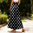 thumbnail image 4 of LWavelet Women Polka Dot Print Maxi Skirt Elastic Waist With Pockets Cute Summer Long Skirt Black L, 4 of 5