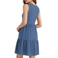thumbnail image 3 of Uootdi Midi Dresses for Women V Neck Solid Color Sleeveless Button Front Tiered Dress Soft Stretchy Top Casual Blouse Gift, 3 of 7
