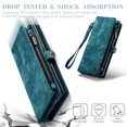 thumbnail image 3 of for Samsung Galaxy S25 Edge Premium PU Leather Folding Case, Multiple Card Slots Design, Wrist Strap Zipper Pocket Kickstand Magnetic Snap, Wireless Charging for Samsung Galaxy S25 Edge, Green, 3 of 9