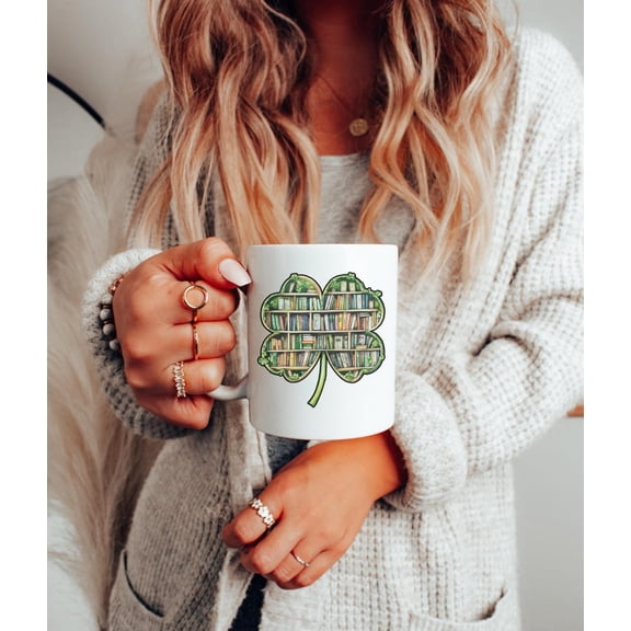 B1Ook Lover Mug R S1HAmR1OCk Mug B1OokiS1H WoM1ens St PatriC1KS Day Mug Cute St Patrick Coffee Cup Lucky Mug IriS1H Mug Gift Four Leaf Clover