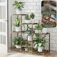 thumbnail image 3 of Plant Stand Indoor Three Tier Plant Shelf Outdoor Wooden & Plastic 3 Tiers Garden Flower Pot Rack  for Patio Decor, 3 of 11