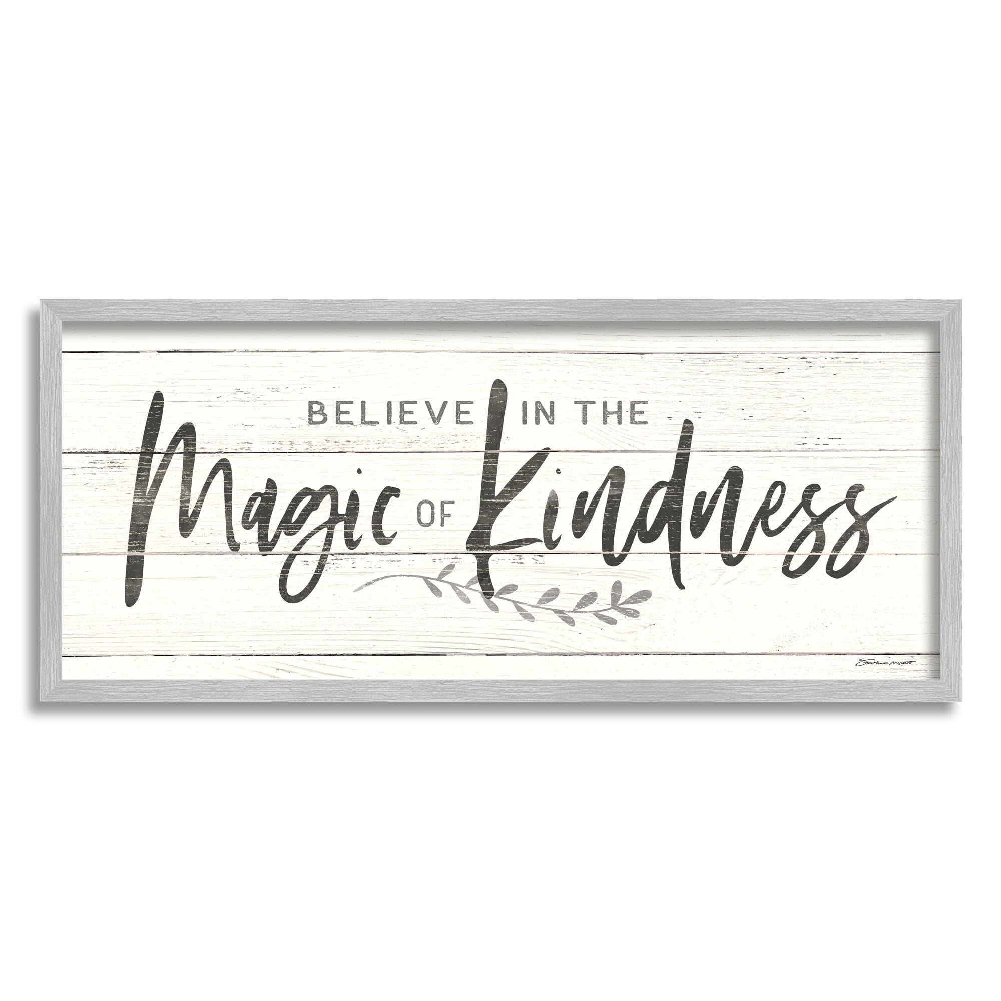 Stupell Industries Believe Magic of Kindness Phrase Country Planked Pattern, 30 x 13, Design by Stephanie Workman Marrott