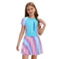 thumbnail image 1 of Miaeowve Girls Swimsuit One Piece Swim Dress Sports Swimwear Rash Guard Beach Sun Protection Bathing Suit Gradient Blue 130/M 不带胸垫, 1 of 7