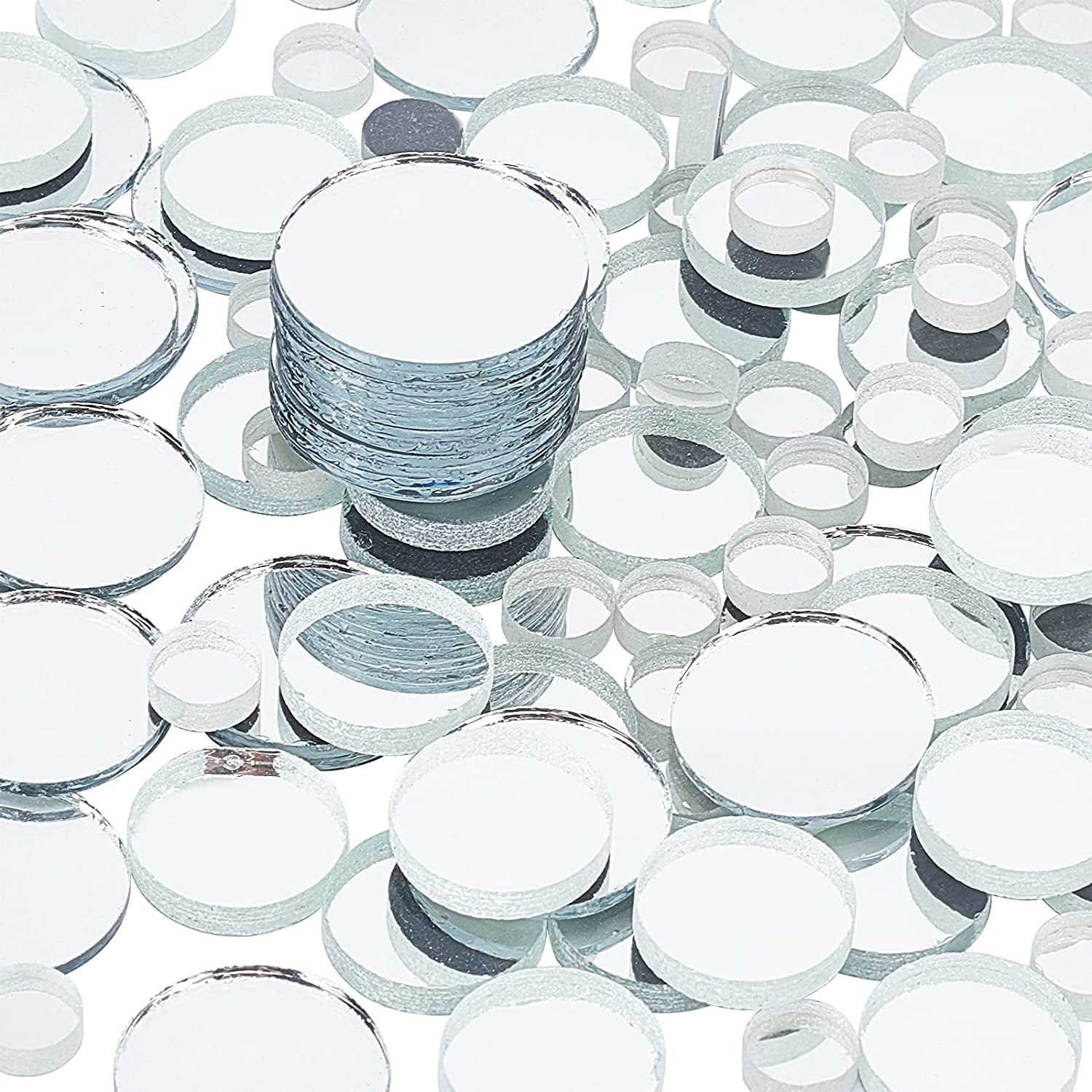 120pcs Round Mirror Glass Mosaic Tiles Small Mirror Round Craft Mirror Tiles for Home Decoration Crafts Jewelry Making Arts & Crafts Projects 4 Sizes