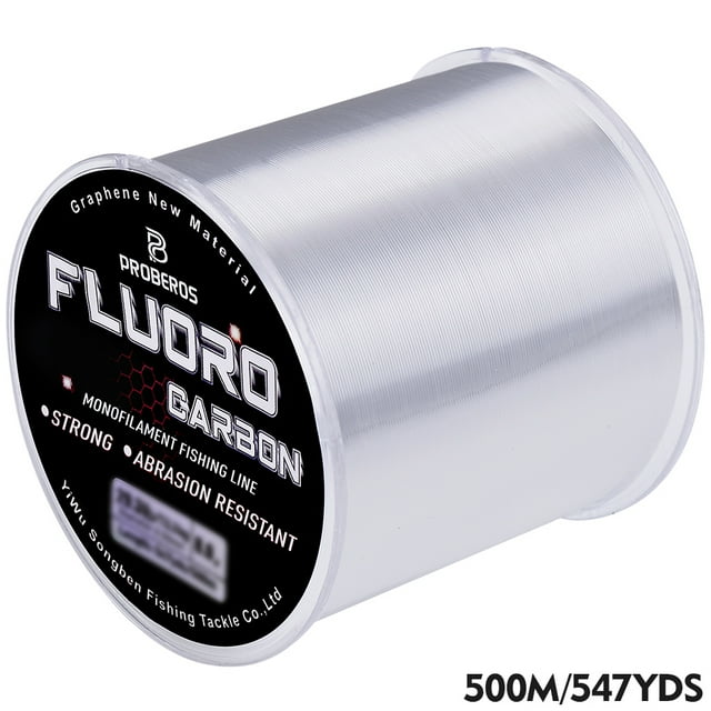 Probero Fil Fluorocarbone 100M&300M&500M Haute Résistance Fil de Nylon Transparent Monofilament Fil de Pêche au Carbone comme sur l'Image-500m 0.35mm-15.9lb-7.2kg