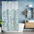 thumbnail image 2 of No Hook Cloth Fabric Shower Curtain with Snap in Liner, Teal Blue Starfish Coastal Waterproof Shower Curtains Set with See Through Top Window, Summer Botanical Coral Ocean Bath Curtains 36"x78", 2 of 9
