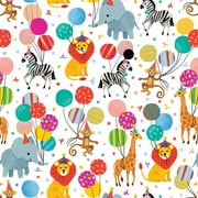 Jillson & Roberts Gift Wrap, Jungle Birthday Party, Quarter Ream 208 feet x 24 inches