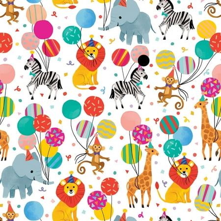 Jillson & Roberts Gift Wrap, Jungle Birthday Party, Quarter Ream 208 feet x 24 inches