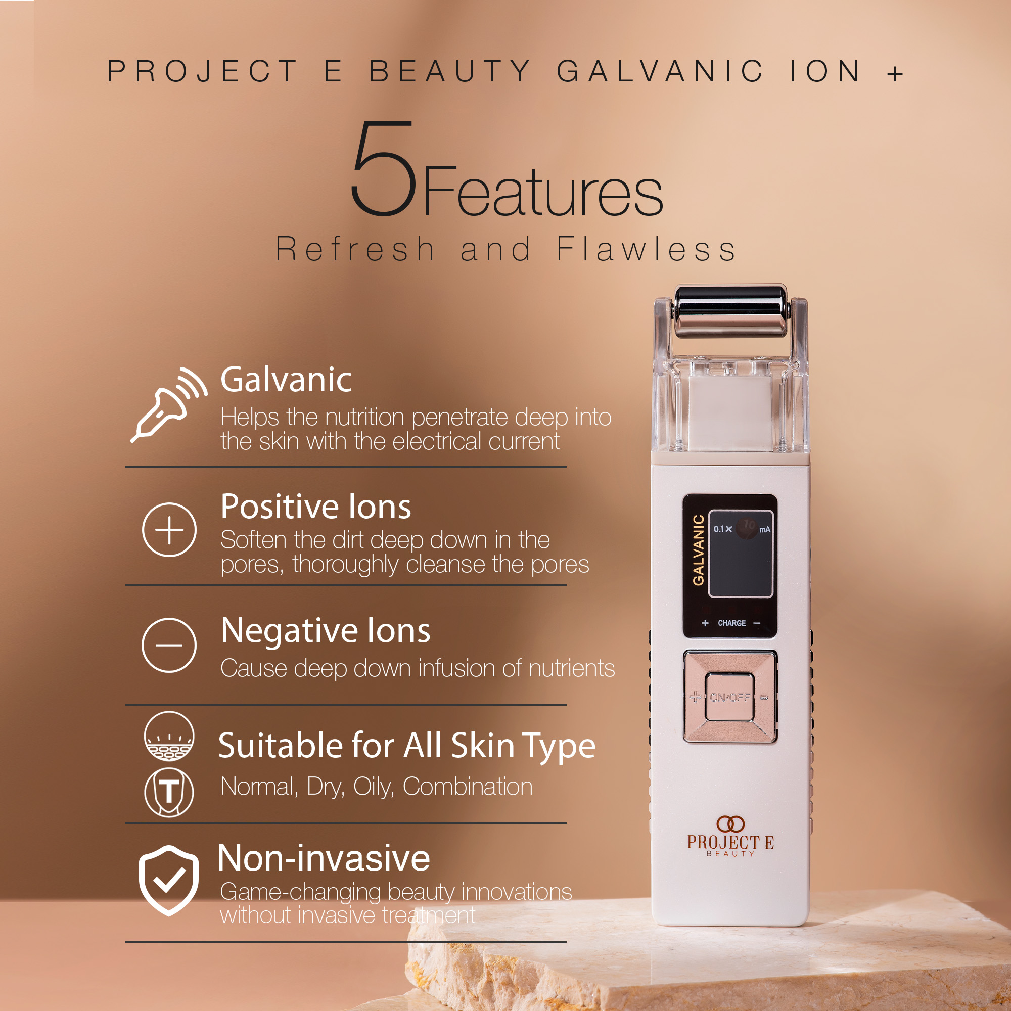 Project E Beauty GavaWand Galvanic Wonder Roller, Facial Lifting Roller, Skin Firming, Anti-Aging - image 4 of 8