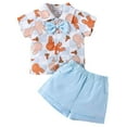 thumbnail image 2 of Toddler Boy Easter Outfit Toddler Boy Easter British Style Short Sleeve Shirt with Bow Tie and Shorts Set Girls Clothes Blue 12-18 Months, 2 of 8