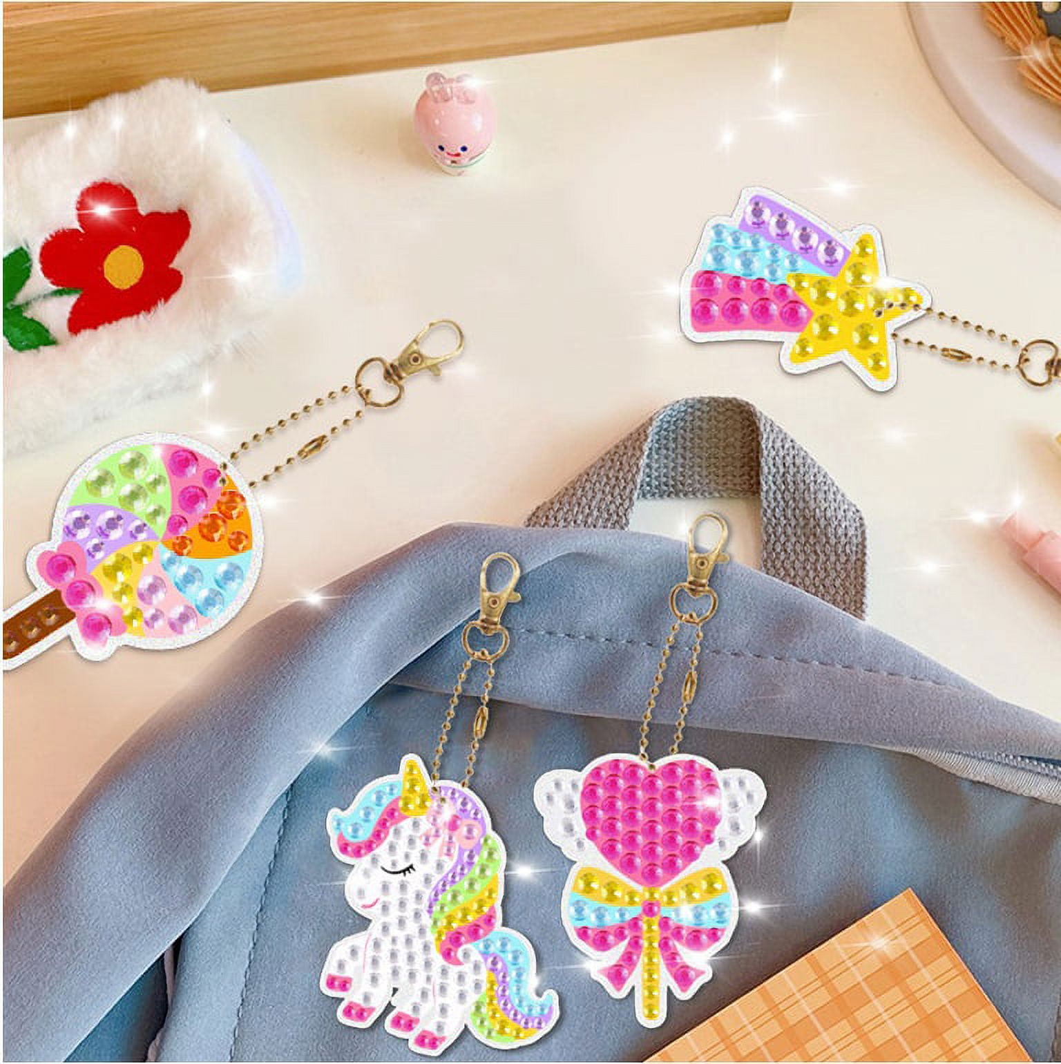 12PCS Arts and Crafts for Kids Make Your Own GEM Keychains 5D Diamond  Painting Kits for Kids DIY Diamond Art Keychains for Girls Boys Christmas  Gift