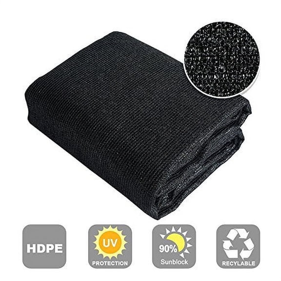 Shatex 90% Sun Shade Fabric for Pergola Cover Porch Vertical Screen 8' x 15', Black