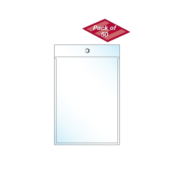 EnvyPak Clear Display Pocket Tag Holders (Job Ticket and Shop Order Holders) - Holds 5.06" x 7.09" Insert - Box of 50 - Made in USA