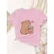 thumbnail image 1 of Camiseta transpirable y cómoda para niñas con diseño de estampado clásico: perfecta para la escuela o para jugar, lavable a máquina, camisetas lindas, sin restricciones, estilo de moda, 1 of 5