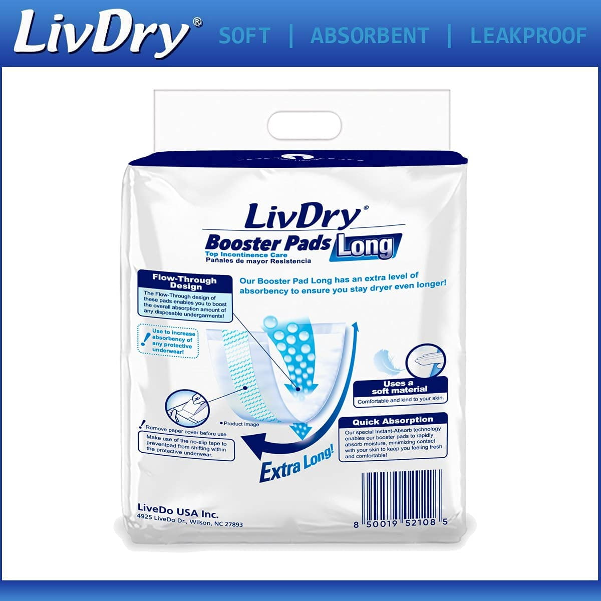 LivDry Unisex Incontinence Booster Pads