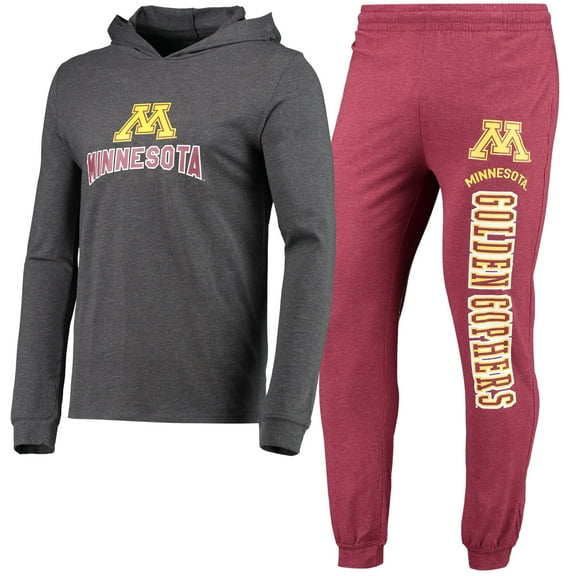 Men's Concepts Sport Maroon/Heather Charcoal Minnesota Golden Gophers Meter Long Sleeve Hoodie Top & Jogger Pajama Set